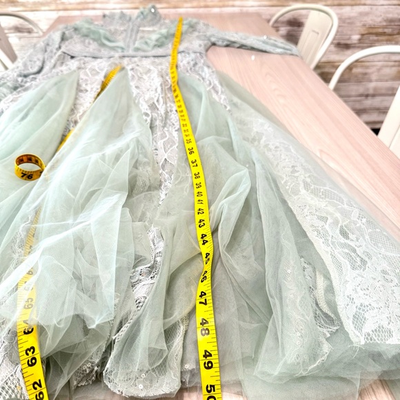 NWOT Gorgeous Vintage Lace Sequin Mesh Ruffle Patchwork Tulle Dress - Picture 7 of 8